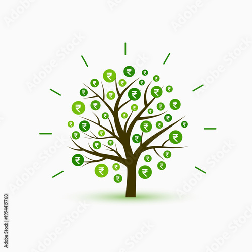 Foto indian currency rupee money tree financial economy concept