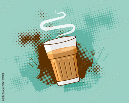 hot steaming milk tea cup grungy background for marketing or promo