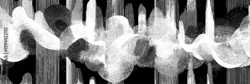 Abstract black and white pattern with flowing lines. Abstract design creating a falling or rising pattern with white lines and dark spaces