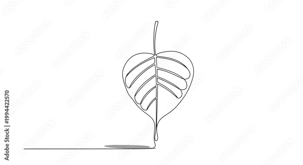 Obraz premium Monstera Deliciosa Leaf Illustration Art.