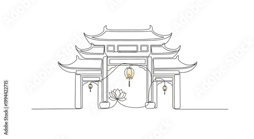 Traditional Chinese Gate Architecture Design.
