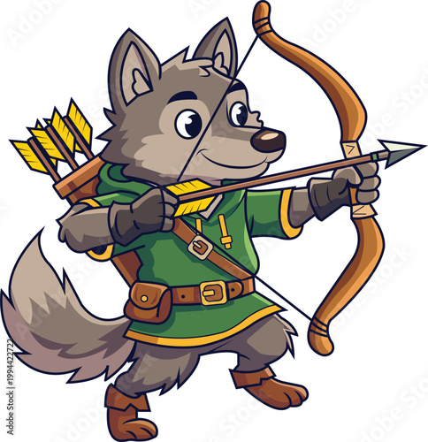 Cartoon Wolf Archer Character