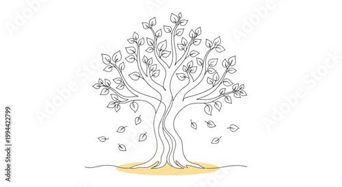 Tree with leaves and branches growing.