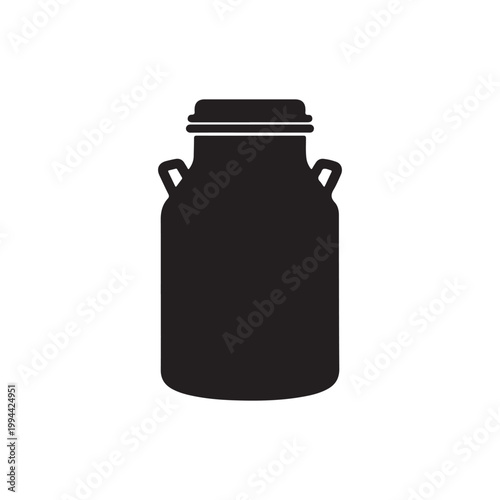 Classic milk can silhouette icon vector flat design on white background.