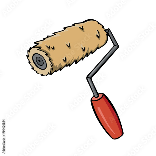 Paint roller colorful hand-drawn vector illustration tool