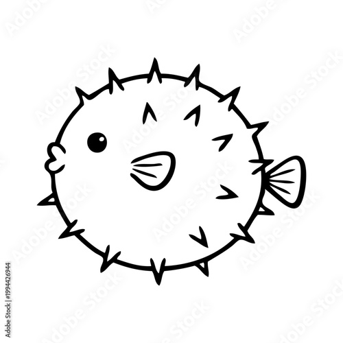 Logotipo vida marina. Logotipo con dibujo minimalista con líneas de un pez globo 