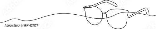 Continuous line drawing of eyeglasses for vision care and optometry optical shop concept
