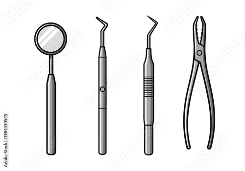Dental tools arranged neatly on a clean surface for inspection.