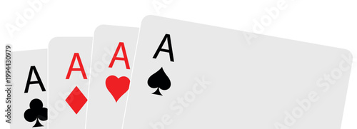 Four aces fan arrangement close up cropped
