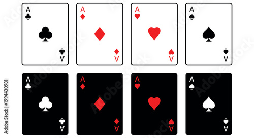 Four aces classic white and black cards all suits