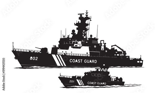 Obraz na płótnie Coast Guard Patrol Boat Silhouette