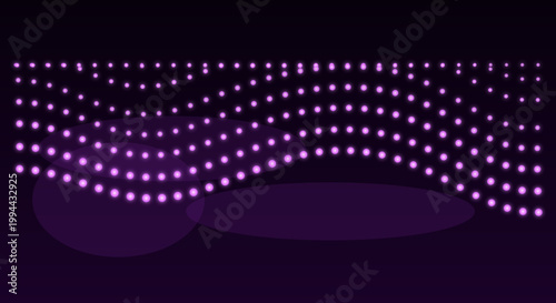 Purple neon dots on dark background in futuristic vibrant lighting for music festival