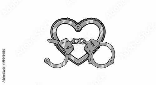 Heart-shaped handcuffs, symbolizing unbreakable bonds or constraints within love