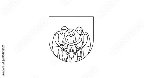 Family Emblem, Unity Symbol, People Embrace, Love, Protection, Care, Togetherness, Children