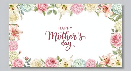 HAPPY MOTHER'S DAY writing with frame of flowers