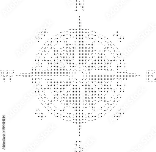 halftone guide orientation map wayfinding graphic symbol vintage navigation exploration targeting