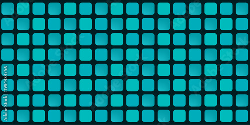 Teal glass mosaic tile for kitchen backsplash, bathroom wall or swimming pool. Abstract seamless pattern with 3d turquoise square ceramic tiles, vector illustration