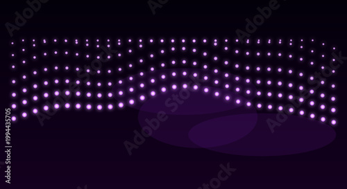 Glowing purple LED lights installation in dark room with futuristic ambiance for nightclub decor