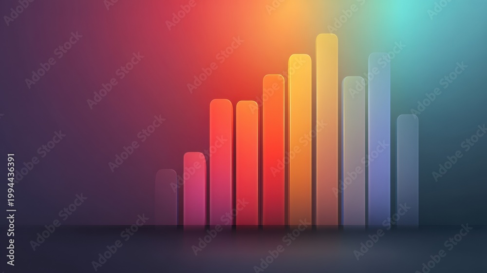 Fototapeta premium Colorful Abstract Bar Graph with Gradients on Dark Background for Business, Finance, Data Analysis, and Marketing Concepts in Professional Presentations