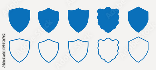 Blue shield icon set vector elements