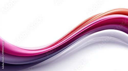 Colorful abstract wave design with smooth curves showcasing vibrant hues of red, pink, purple and white on a clean white background