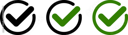 チェックマークのアイコンセット（完了・確認・承認・成功） Check Mark Icon Set for Confirmation and Completion
