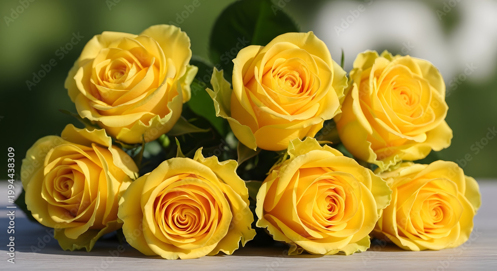 Naklejka premium Happy father's day roses bouquet yellow roses for dad on father's day