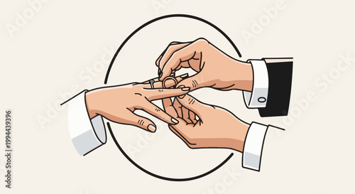 Hands exchanging wedding rings, a symbol of commitment and unity