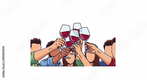 Hands holding wine glasses in a toast