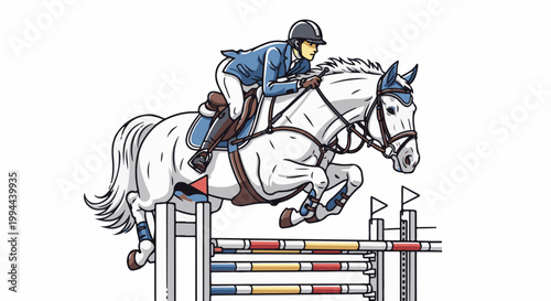 Equestrian jumps a colorful obstacle