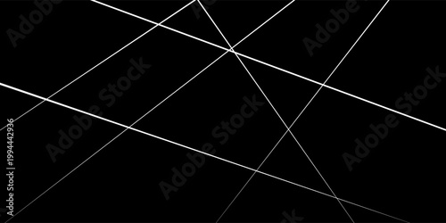 White lines intersecting in a chaotic geometric grid on a black background.Random low-poly linear pattern with irregular shapes,a modern abstract vector texture for technical mockups, posters,branding