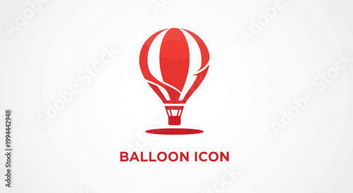 Red Hot Air Balloon Icon Floating in the Sky.