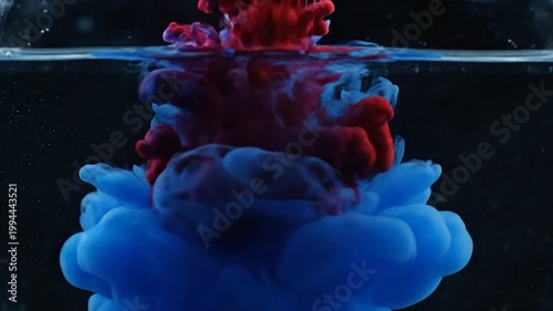 blue ink diffusion in water with dramatic backlighting abstract concept