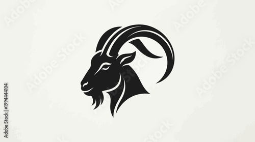luxury minimalist logo of a male goat's head and horns