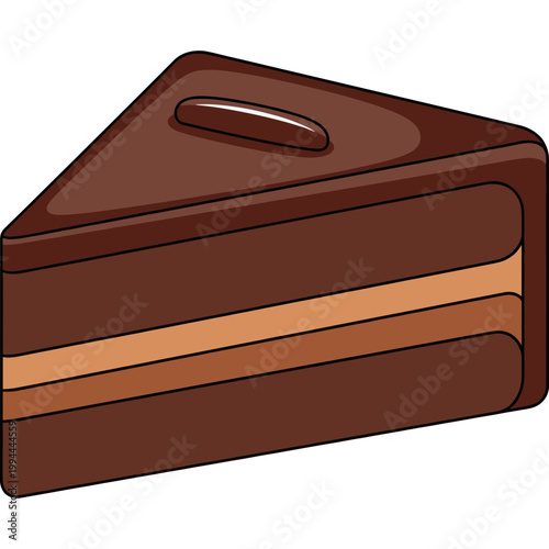 A delicious chocolate cake sits on a table indoors.