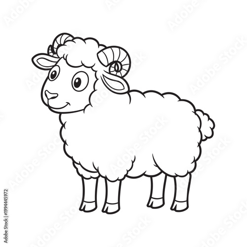 Cute sheep cartoon coloring page illustration vector. For kids coloring book