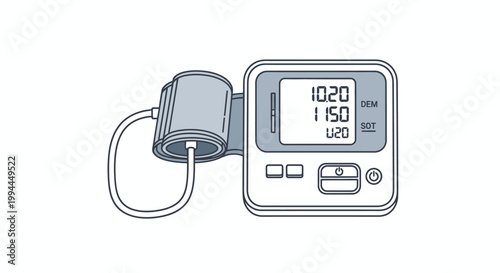 Medical digital blood pressure monitor with cuff and display isolated