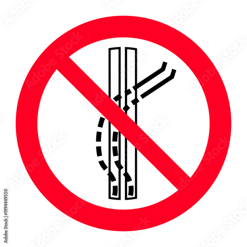 Prohibition sign for do not leave the tow-track ISO 7010 P037 pictogram