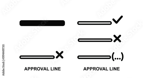 Simple checkmark and x symbols with lines graphic design silhouette