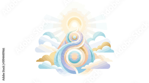 Illustration of Jesus Christ ascending to heaven on Ascension Day of Jesus Christ 2026 in Indonesia, with a heavenly sky and divine light rays.