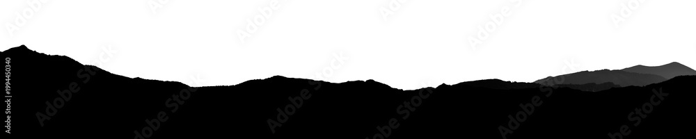 Fototapeta premium High resolution mountain panorama cut out on transparent background in png format