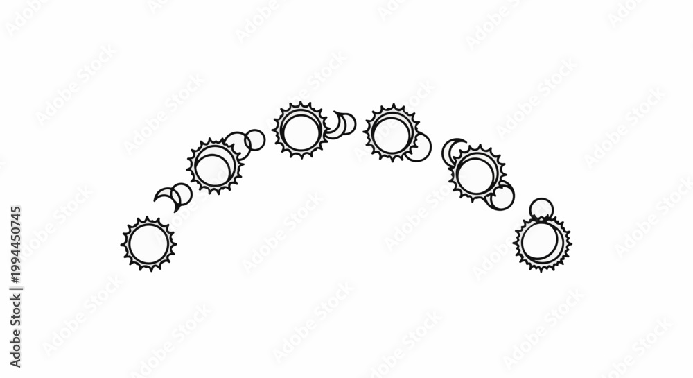 Obraz premium Stylized celestial bodies in a curved line