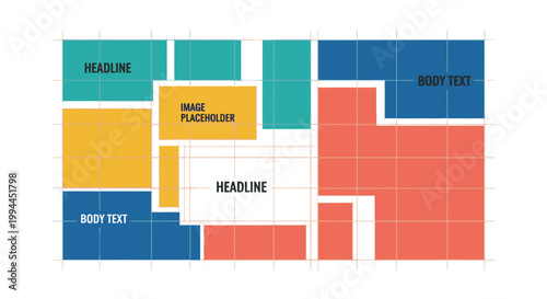 Abstract composition with geometric shapes and text placeholder areas