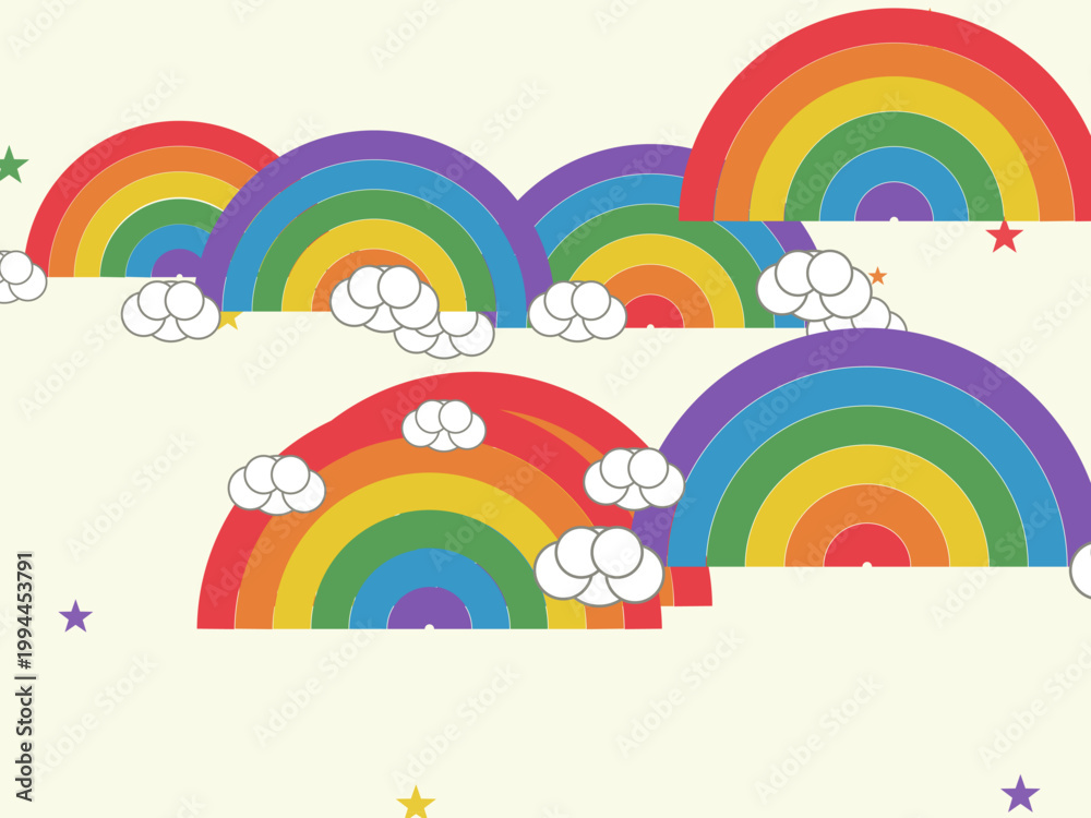 Naklejka premium Groovy 70s Rainbow Arches Pattern Design