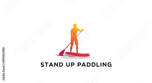 Silhouette of a Person Stand Up Paddle Boarding on Water.