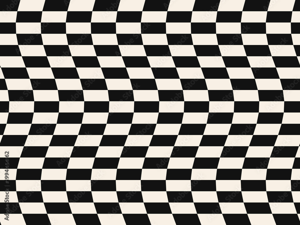 Obraz premium Funky Rippled Checker Pattern Retro 90s Design Backdrop