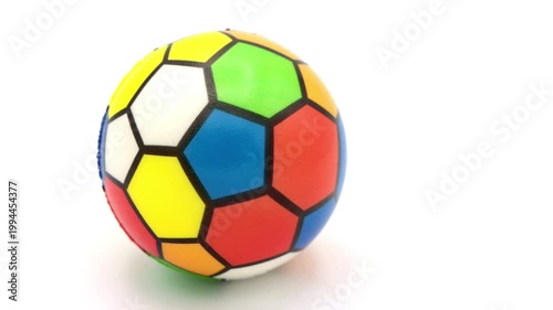 Colorful soft foam toy soccer ball isolated on white background