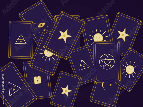 Tarot Cards Mystical Pattern Celestial Background