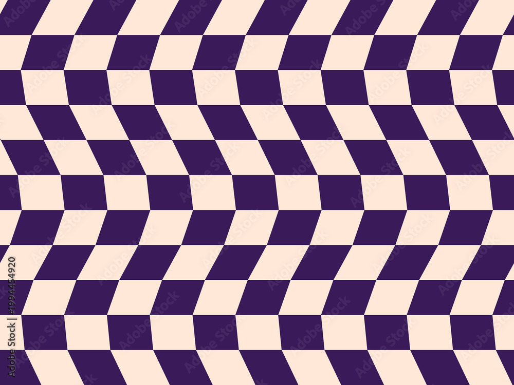 Obraz premium Y2K Warped Checkerboard Wave Pattern Retro Background