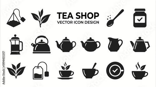 luxury tea shop drink related vector icon user interface graphic design. Contains such icons as tea bag, tea leaf, sugar, brew, brewing, tea cup, assorted teapot, extraction, herb,